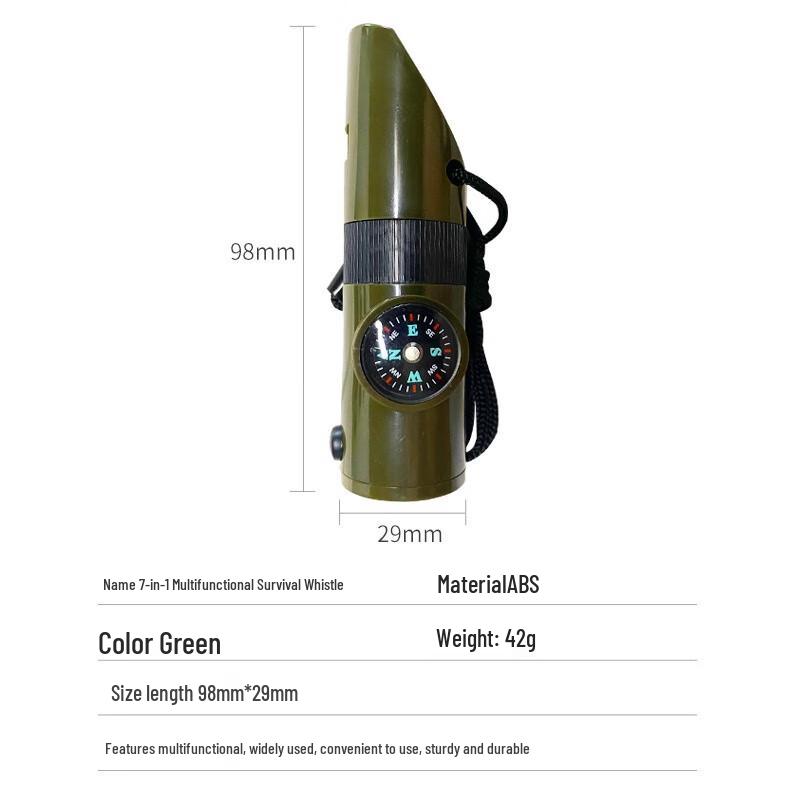 Outdoor Survival Whistle with Thermometer & Compass