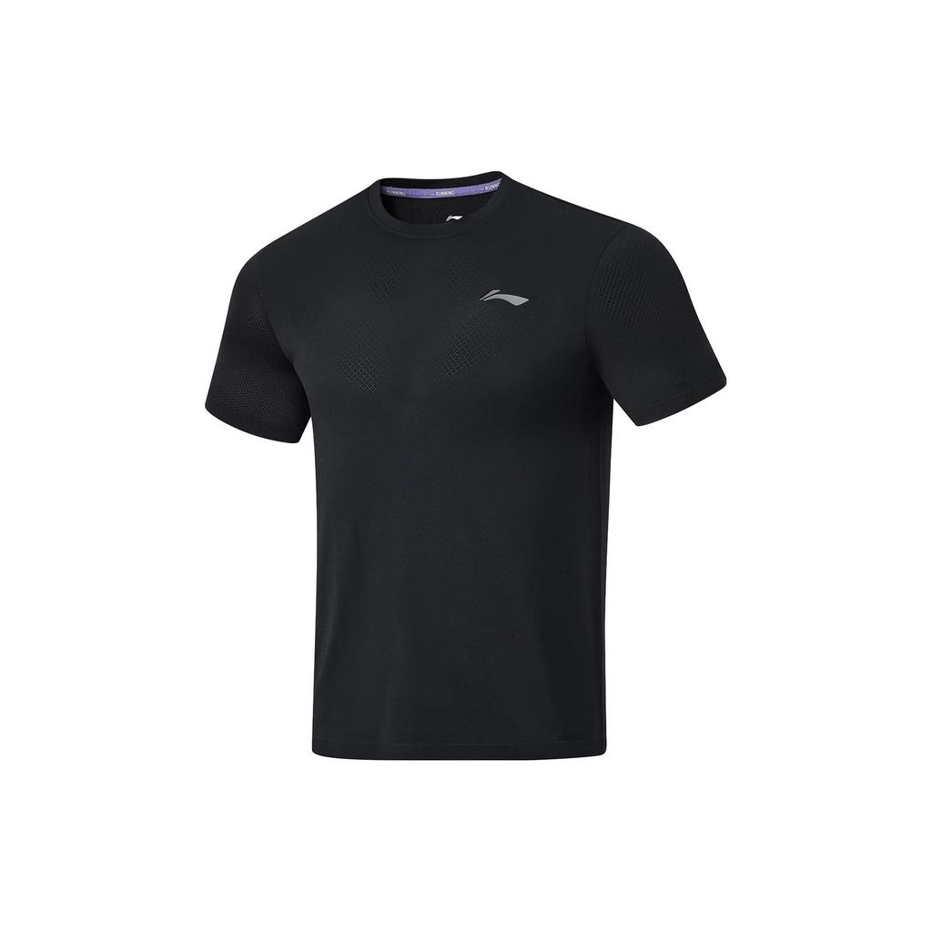 Li Ning Running Series Solid Color Quick-Dry Breathable Short Sleeve T-Shirt Men Tops Black ATST511-1