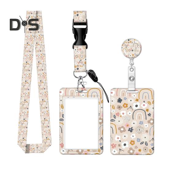 Identyfikator z smyczą, smycz dla nauczyciela z pionowym zwijaczem do identyfikatora i breloczkiem na klucze dla pielęgniarki, urzędnika, nauczyciela, personelu ochrony