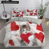 Cartoon Bedding Set Cute Cats Printed 3D Duvet Cover Set Twin Full Queen King Double Sizes Pillowcase Bedclothes Soft Polyester