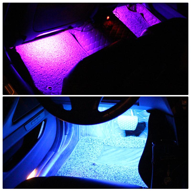 One Set(4pcs Light Tube) LED Car Interior Ambient Light USB Backlight Music Control RGB Party Auto Decorative Atmosphere