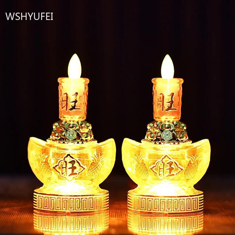 2 Stück Simulationsflamme Buddhistische Guanyin Verehrtes Ornament Heim Fengdhui Dekoration Bringt Glück