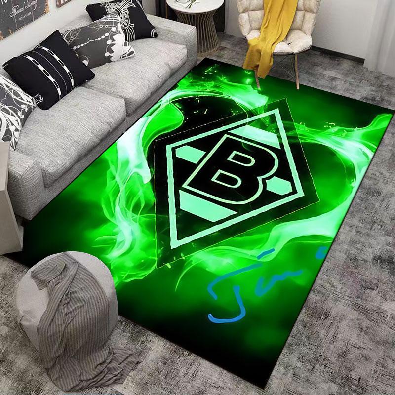 Green Flame Pattern with B Logo suitable as a non-slip mat for the living room or bedroom sofa