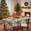 Christmas Elk Snow Tablecloth, Table Decoration, Snowball Candy Cane Snow Elk Table Cloth