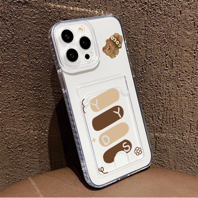 Card Slot Holder Silicone Wallet Pocket Case For Samsung A54 A24 Infinix Note 30 Xiaomi Redmi Note 14 13 12 iPhone 13 14 16 Cover Clear Phone Bumper