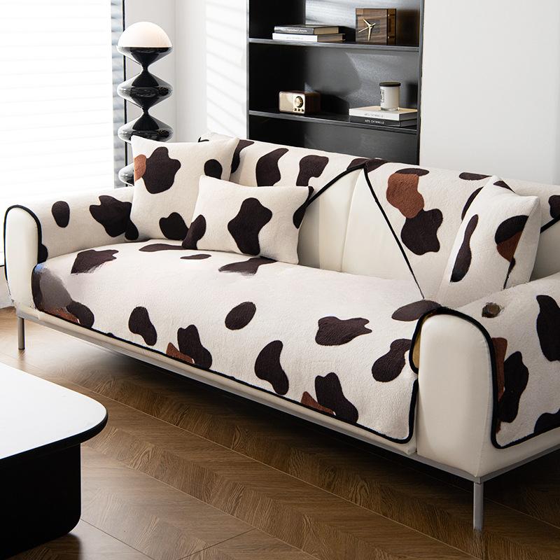 Cuscini Seduta Divano in Fibra di Latte Lusso Leggero Autunno e Inverno Ispessiti Caldi Antiscivolo Fodera Completa in Tessuto Stile Crema Copertura Antigraffio