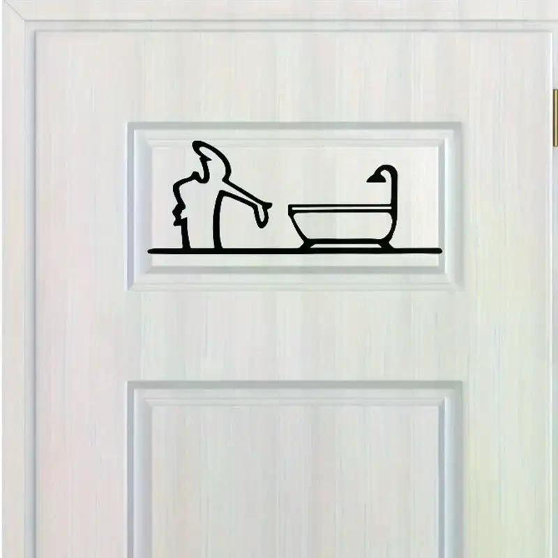 2D Flat Metal Self-Adhesive WC Sign Metal Wall Decor Wrought Iron Sign Home Interior Door Frame Art Hanging Painting Room Decor