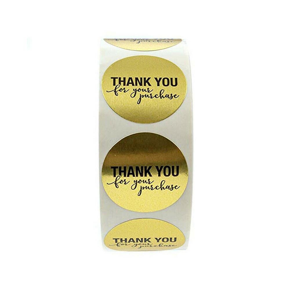 Buy Sticker 500Pcs/Roll Thank You For Your Purchase Stickers Round Gold ...