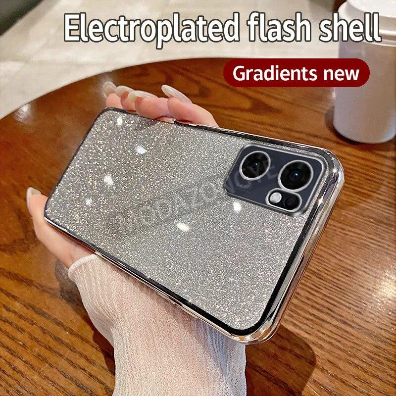 Pentru OPPO Reno 7 5G Carcasă galvanoplastică cu sclipici moale TPU Husă din spate OPPO Reno 7 5G CPH2371 Carcasă telefon pentru fete femeie