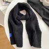 Wool knitted wool small scarf women's winter beige versatile couple solid color short scarf men's thin narrow