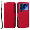 For Xiaomi 17 Pro Leather Wallet Case with Strap Solid Color Phone Stand Cover