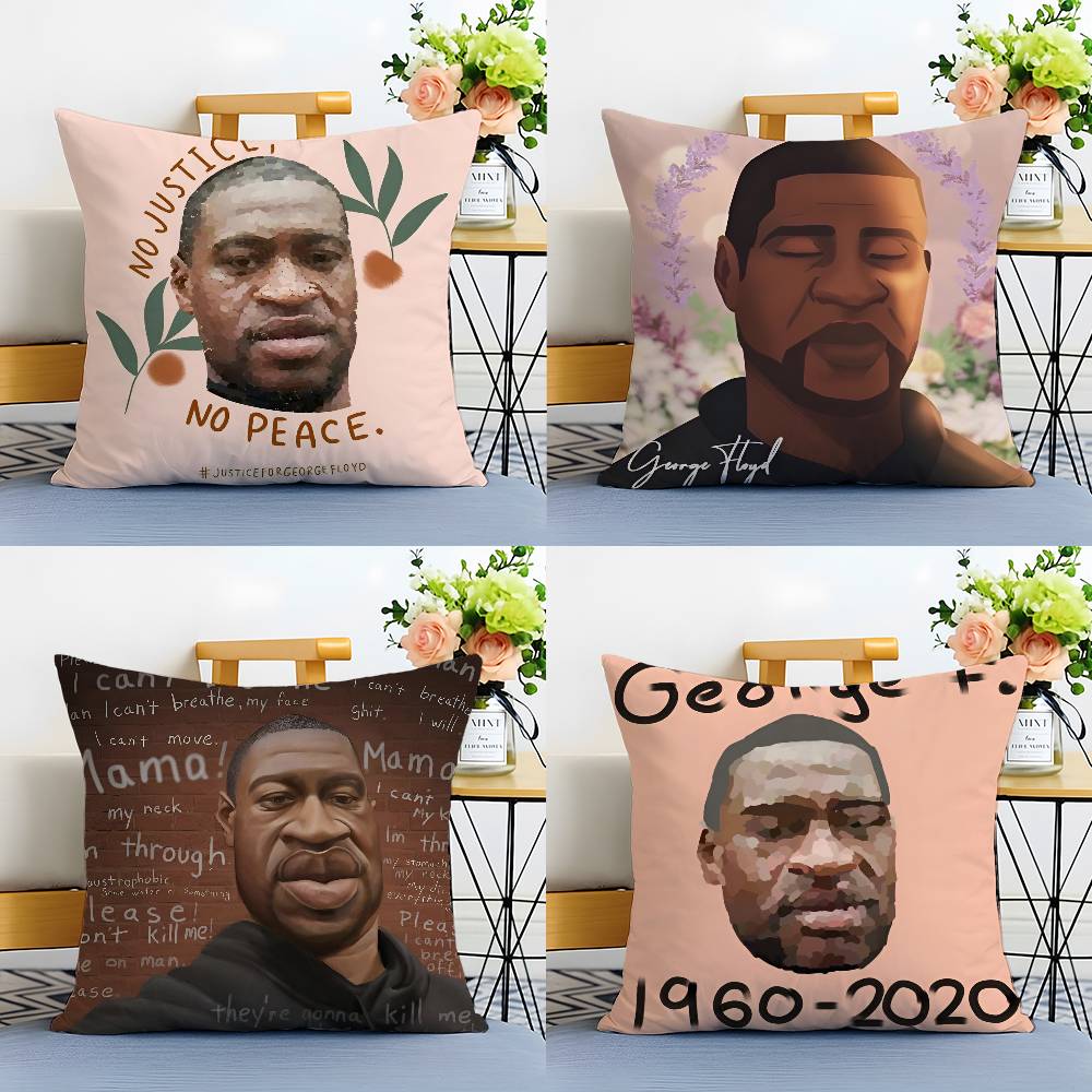 Famous G-George F-Floyd Pillow Case Anti-dustmite Pillowcase Invisible Zipper Silky Short Plush Sofa Cushion Cover