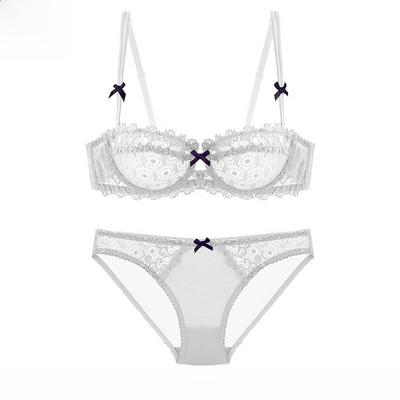 Europäischer & Amerikanischer Ultradünner Transparenter Halbschalen-Spitzen-BH-Set - Sexy und Anti-Hänge-Design