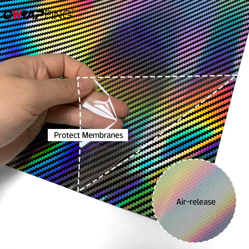 High Gloss Laser Silver Carbon Fiber Vinyl Film Motorcycle Body Stickers Rainbow Car Film Covers Accessories Wrap Foil Sticker