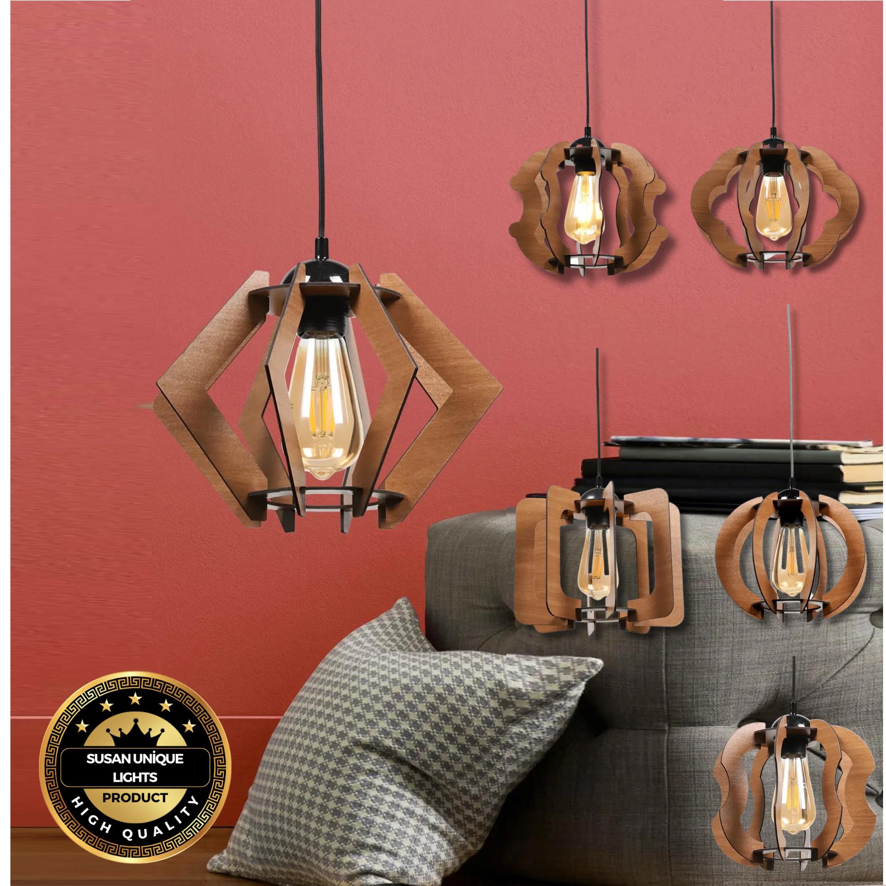 

Деревянная люстра Urla из орехового дерева - 6 различных вариантов узора