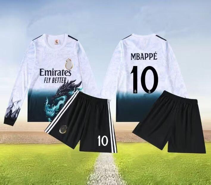 

Дитячий Справжній M Білий Дракон Ні. 10 Футбольних футболок з довгим рукавом, Розміри 20-30, Цифровий друк Size 22/130