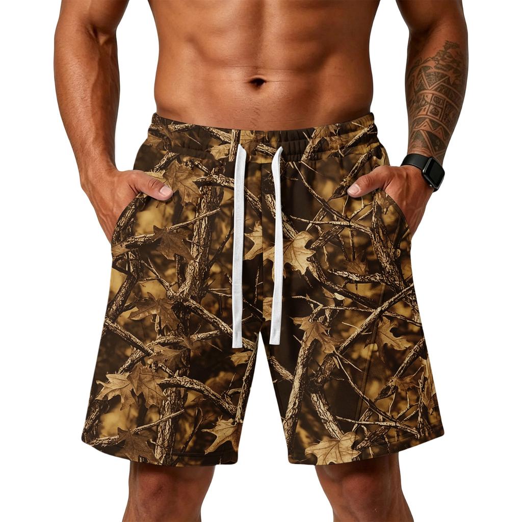 Men's Print Loose Fit Training Gym Beach Shorts with Pockets