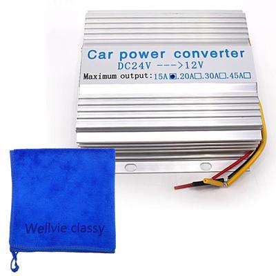 Wellvie Elegantní DC-DC měnič, 24V na 12V, s chladicím ventilátorem (15A), MAX/30A/15A, pro nákladní vozidla a plavidla