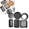 6pcs Baking Mold Set Loose Bottom Anti Stick Carbon Steel Cake Pizza Brd Pan for Home Kitchen