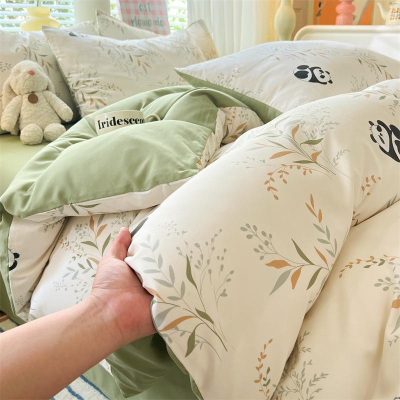 Class A Maternal And Infant Grade Washed Cotton Bed Four-Piece Set, Children'S Cartoon Bed Sheet Quilt Cover, Dormitory Single Quilt Cover 3Pcs Set