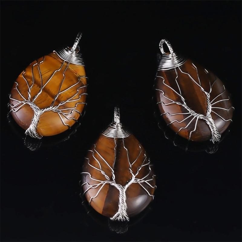 Water Drop Shaped Necklace Pendant Necklace Crystal Stone Jewelry Crystal Stone Material Necklace Jewelry Gift for Women