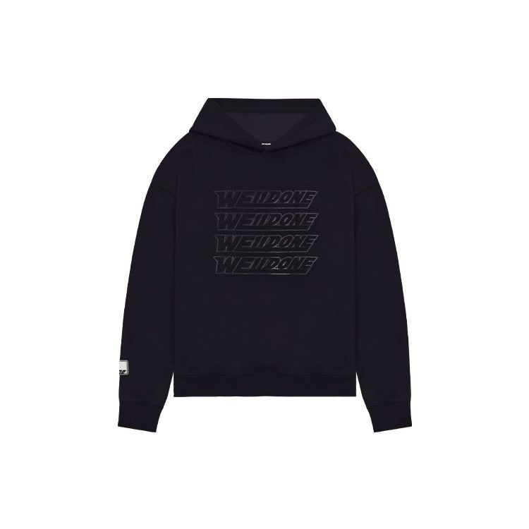 WE11DONE Ss22 Gel Print Water-Resistant Hooded Sweatshirt Unisex Sweatshirt Black WD-TH1-22-687-U-BK