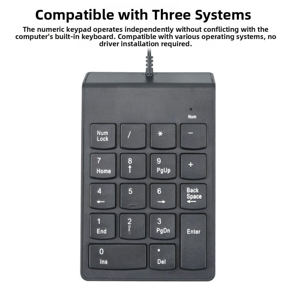 Mini USB Digital Keyboard Ergonomic Notebook Keyboard Efficient 18 Keys Keyboard  Cashier Use