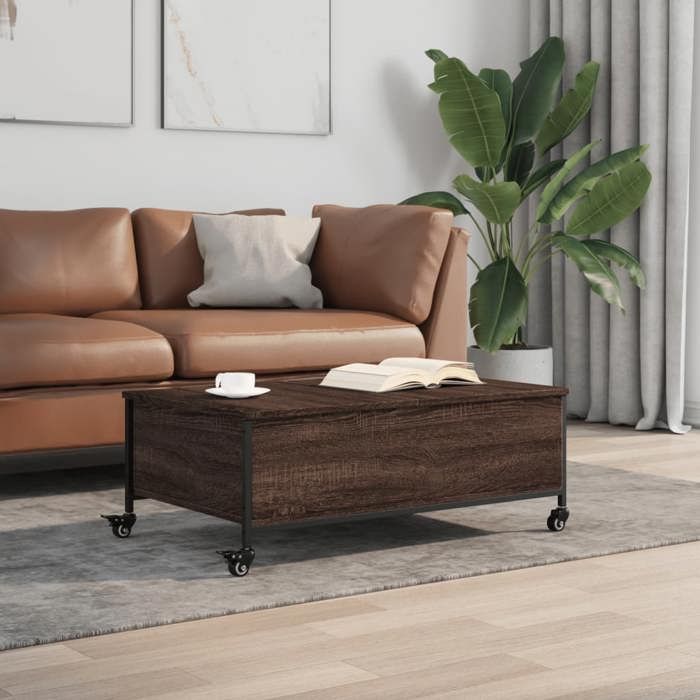 VidaXL Coffee Table with Wheels, Side Table with Storage, Sofa End Table, Living Room Furniture, Modern, 842300
