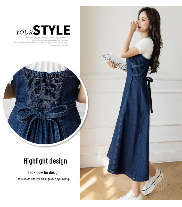 Plus Size Women's Hepburn-Style Denim Sling Dress