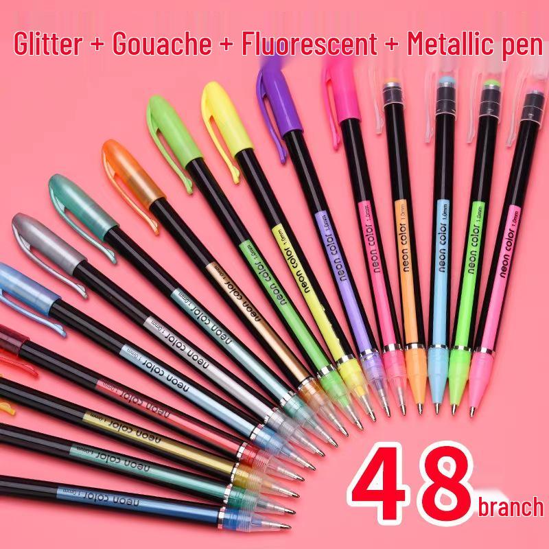 Sparkly Glitter Gel Highlighter Pen Set for Students: 12/48/60 Colors