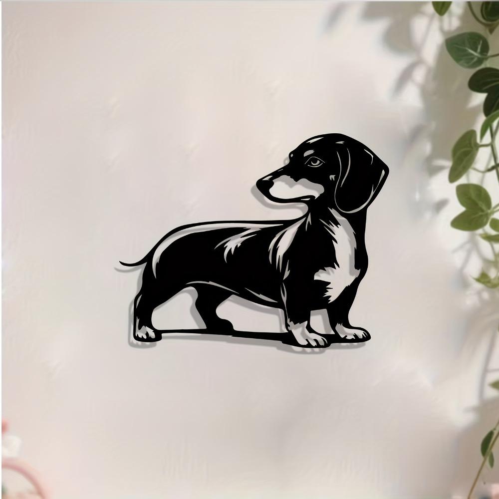 1pc Dachshund Metal Wall Art Sculpture, Modern Iron Dog Statue for Garden Fence Home Decor, Weatherproof Cute Pet Lovers Gift Christmas Easter