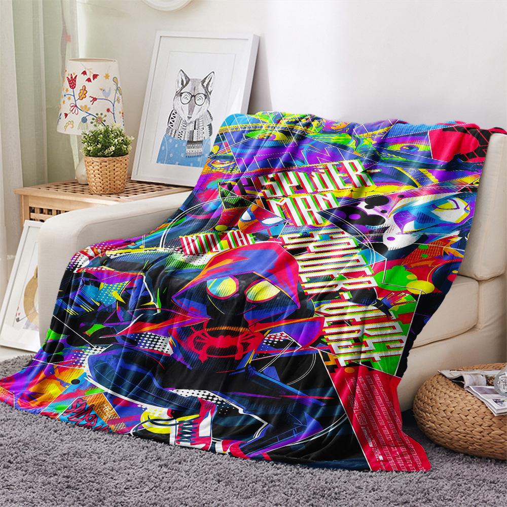1PC Spider-Man Print Flannel Blanket, High quality Comfortable for All Seasons, Home Decor, Warmth and Comfort, Perfect for Christmas Gifts