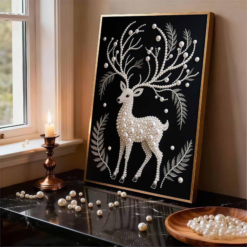 DIY Little Deer Pearl Art Painting for Home Wall Decor Pearl Gem Paintings Picture Arts Craft  for Adults/Beginners Gift Idea Home Decor Without Frame