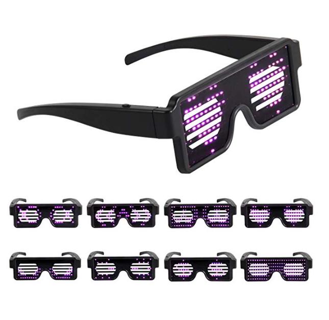 Halloween,Christmas Birthday Party imarron Pro LED Flashing Glasses Rechargeable Light Up Neon Shutter LED Glasses Festival Rave Party LED Eye Glasses with 8 Modes for Kids and Adults in Club