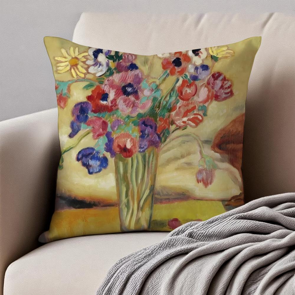 PostImpressionism LLouis Valtat Cushion Cover Pillowcase Antidustmite Invisible Zipper Short Plush Sofa Cushion