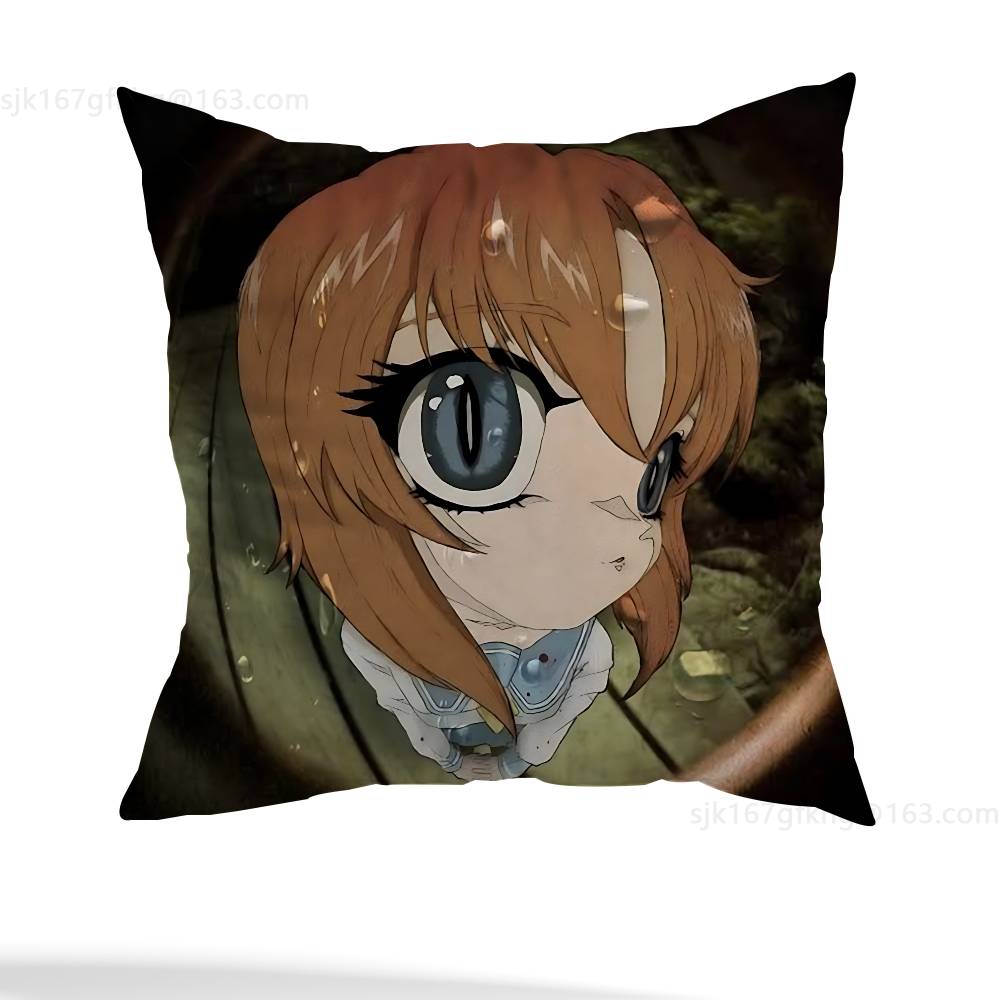 Anime Higurashi  Pillow Case Square Double-Sided Printing Short Plush Sofa Cushion Cover Bedroom Bedside Pillow
