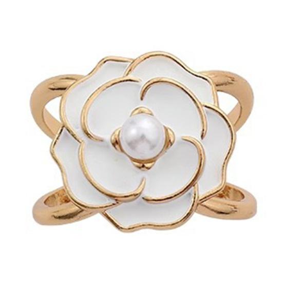 Flower Scarf Ring Faux Pearl Rose Camellia Silk Scarf Clip Elegant Floral Slide Buckle for Silk Scarves T-shirt Shawl
