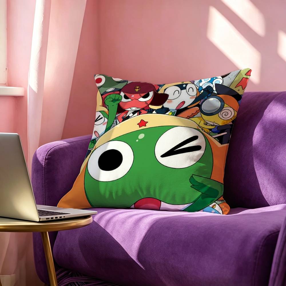 Cute KKeroro Square DoubleSided printed Pillow Case Bedroom Bedside Pillow Sofa Cushion Cover