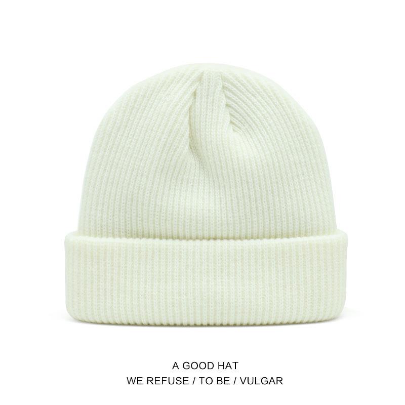 

Unisex Hip-Hop Trendy Beanie: Warm Knitted Hat with Logo Embroidery for Autumn and Winter