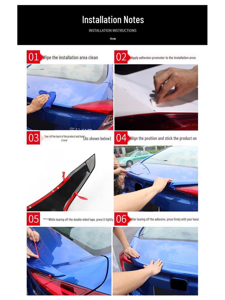 Compatible Rear Spoiler for 10th Gen Civic - No Drill Wing Deflector