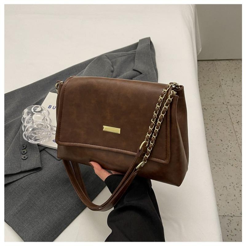 

Большая вместительная сумка Модная и нишевая женская сумка Высококачественная сумка на одно плечо с цепочкой Сумка-тоут через плечо коричневый