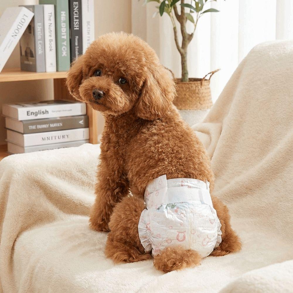 10PCS Super Absorption Female Dog Diapers Adjustable Breathable Dog Physiological Pants Cartoon Print Potty Training Aid