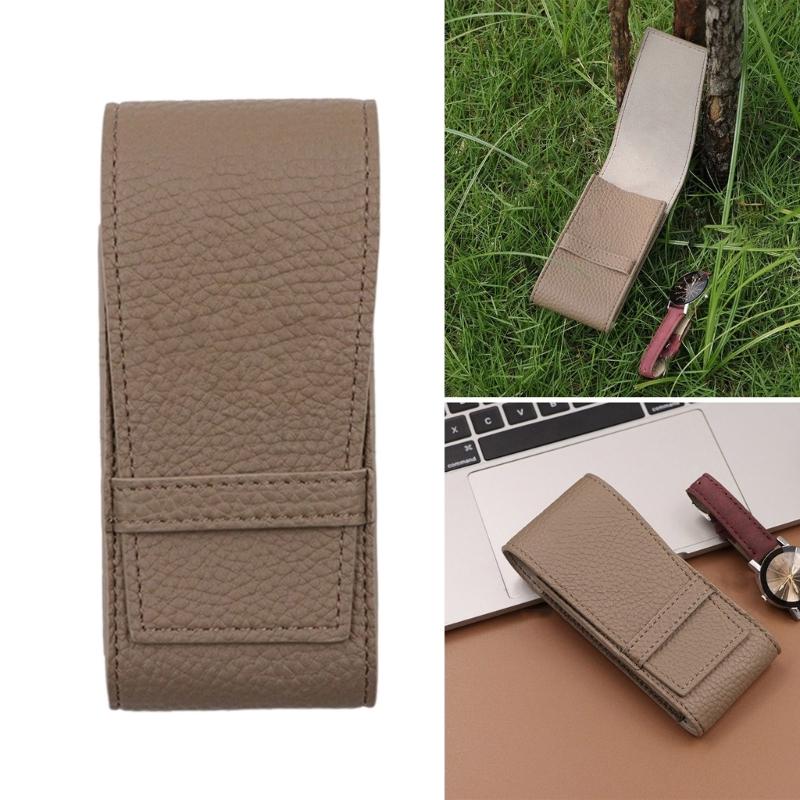 PU Leather Watch Pouch for Travel Soft Lined Single Watch Storage Case Wristwatch Organizer for Daily Use and Trips
