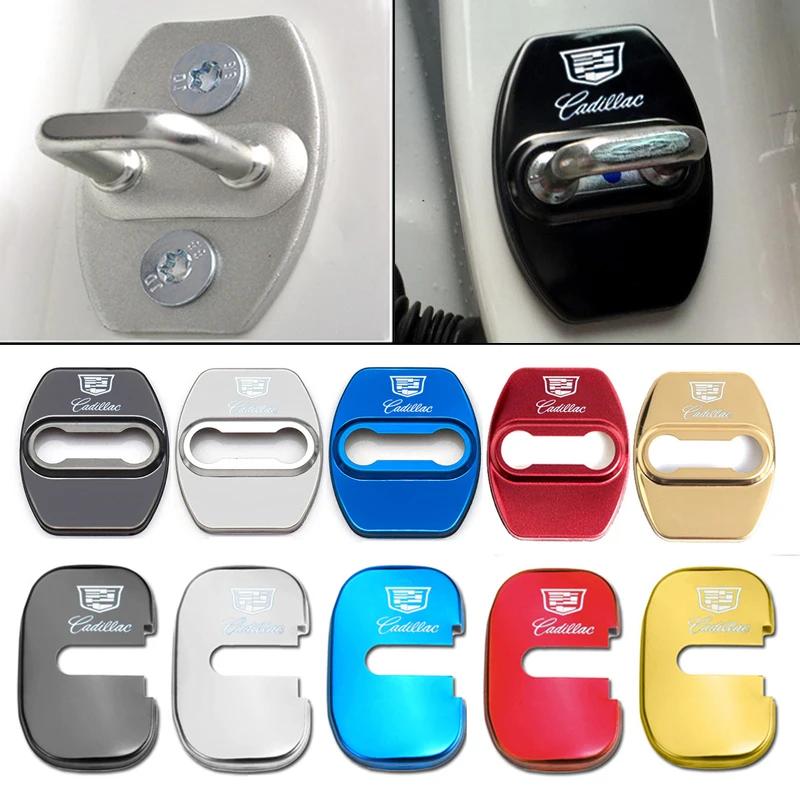 4 Stück Edelstahl Auto Türschlossgehäuse Abdeckung Schutzaufkleber für Cadillac CTS Escalade ATS CT5 Emblem Außen Zubehör