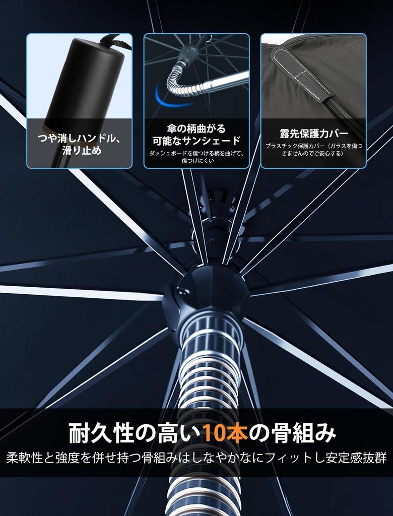 INSGEER Car Sunshade for Front Improved Model with Reinforced Ten Ribs and Flexible Center Flexible Opens to Rearview Provides Light Heat and UV Front