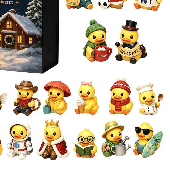 Cute Duck Toy Advent Calendar Calendar, 24-Day Christmas Countdown Box with Acrylic Ornaments for Tree Toy, Hanging Decor, Holiday Gift Lovers Festive