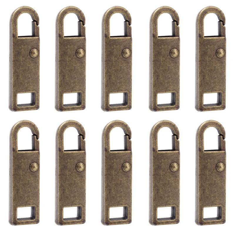 1/10pcs Durable Tool Free Zipper Repair Instant Replacement Metal Pull Slider Universal Detachable for Luggage Bags Clothing