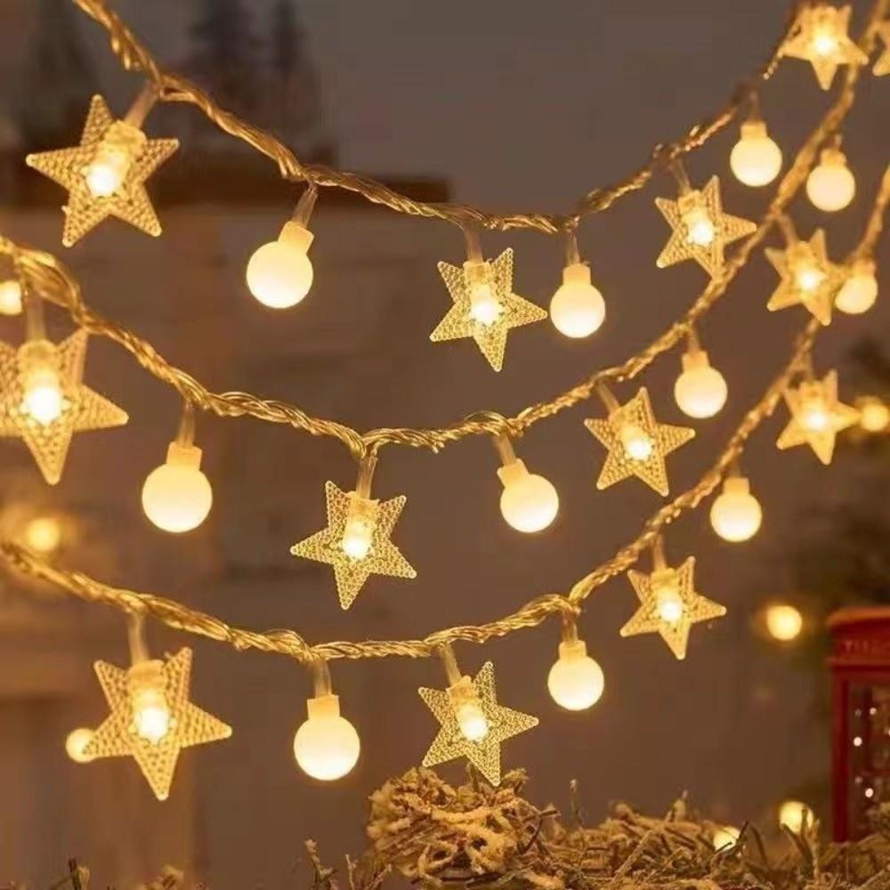 Multicolor Christmas Lights Lamp String 80LED Warm Color Xmas Tree Lights Stars/Snowflakes USB String LED String Light Festival