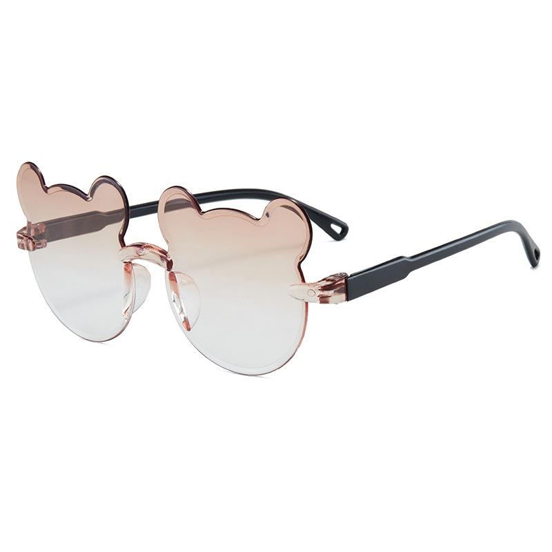 Cute Bear Shape Kids Sunglasses UV400 Protection Rimless Gradient Sun Glasses for Boys Girls Children Outdoor Anti-UV Eyewear
