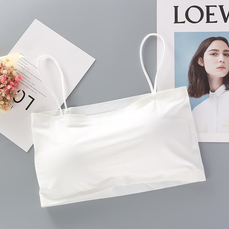 Ice Silk Seamless Bandeau: Women's Sports Camisole with Beautiful Back Design